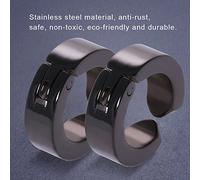 TOPINCN Durable Stainless Steel Earrings Clamp/Holder, Easy to Wear, for Elegant Ladies - Blue Smooth Surface, 1 Pair (Glossy Black)