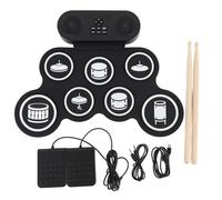 TOPINCN Electronic Set, Electronic Practice Pad Portable Roll Up Pad with Built in Dual Speakers & Pedals for Kids Adults Beginners Professionals