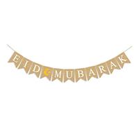 TOPINCN Elegant Eid Mubarak Banner for Home Decorations, Rustic Burlap Ramadan Bunting Long Garland, Easy Hanging Indoors and Outdoors, Great for Corridor (B)