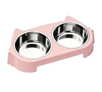 TOPINCN Elevated Cat Bowls Stainless Steel Cat Food and Water Bowl (Pink)