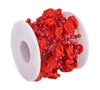 TOPINCN Exquisite Rose Pearl Bead String for DIY Jewelry, 10m Pearl Wire Beads Garland String, ABS Imitation Pearls, 32.8 Ft, Perfect for Bridal Hair Decoration (Red)