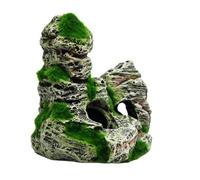 TOPINCN Fish Tank Artificial Rock Ornament Aquarium Rock Cave Decoration with Lifelike Trees Plants for Fish Hiding Place Freshwater Saltwater Aquarium Decor (F416A)
