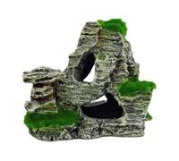 TOPINCN Fish Tank Artificial Rock Ornament Aquarium Rock Cave Decoration with Lifelike Trees Plants for Fish Hiding Place Freshwater Saltwater Aquarium Decor (F416B)