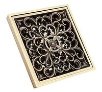 TOPINCN Floor Drain, 10cm Bathroom Shower Antique Brass Drain Strainer Cover Grate Square Shower Drain with Invisible Look(#1)