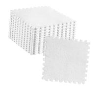 TOPINCN Fluffy Plush Puzzle Floor Mat Tiles, 10 Pieces Interlocking Carpet Tiles for Comfortable Living Room/Bedroom, Easy Installation and Disassembly (White)