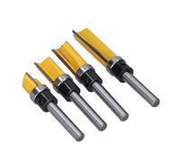 TOPINCN Flush Trim Router Bit Set Durable Alloy Cutting Bits for Woodworking CNC and Handheld Use 1/4in Shank 1/2in Diameter 4 Pieces