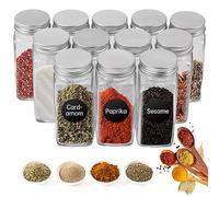 TOPINCN Glass Jars Set Premium 4 Oz Empty Square Seasoning Containers Bottles with Shaker Lids for Kitchen Organization 24 Pcs for Pantry Storage (24pcs)