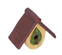 TOPINCN Hand Carved Resin Hanging Birdhouse Synthetic Resin Garden Decoration Lightweight with Fixed Groove for Winter Warmth Summer Heat (Yellow)