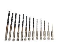 TOPINCN HSS Twist Drill Bit Reliable 135° Split Point 1/4in Hex Shank 1.5-6.5mm Fast Change for Wood Plastic Metal Maintenance Repair 13Pcs