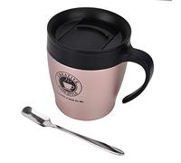 TOPINCN Insulated Coffee Mug, Travel Mug Stainless Steel Thermal Water Cup with Lid and Spoon Handle for Ice Beverage Hot Drinks (Rose Gold)