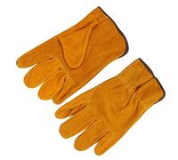 TOPINCN Insulated Fireproof Work Gloves for Mechanics, Welders, Drivers, Wear-Resistant Protective Gloves for Handling Goods, Cowhide Leather, 1 Pair Yellow