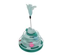 TOPINCN Interactive Cat Track Roller Toy with 4 Layers and Feather Stick Fun for Cats and Kittens Durable PP Material (Green)