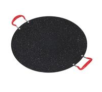 TOPINCN Korean Grill Pan, Round BBQ Griddle Non Stick Coating Baking Tray with Silicone Handle for Outdoor Camping Barbecue, Portable Iron Skillet Flat Frying Pan (S)