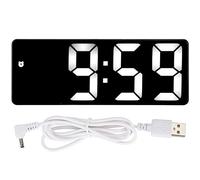 TOPINCN LED Mirror Alarm Clock, Rechargeable Digital Table Clock, Mirrored Alarm Clock Supplies Electronic Clock Rechargeable Mirror Digital Table Clock (Rectangular black white lamp)