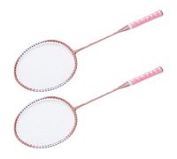 TOPINCN Lightweight Iron Alloy Badminton Rackets with Rational Design for Student Training, Pink Color, 2 Rackets for Beginners