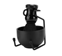 TOPINCN Men Beard Shaving Tool Set Sturdy Stand Brush Bowl Luxurious Feeling for Long Time Use with Iron Alloy Stand and Stainless Steel Soap Bowl (3pcs Set)