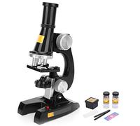 TOPINCN Microscope Kit for Adults Students, Laboratory LED Biological Microscope for Home School, 450X 200X 100X Biological Compound Monocular Kit Science Experiment Toy ((black))