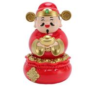 TOPINCN Mini CAI Shen Statue, CAI Shen Ornament Shaking Head Small Caishen Statue Figurine Solar Powered Caishen Feng Shui Decoration God of Wealth for Office Home Car Dashboard Decor