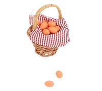 TOPINCN Miniature Red Plaid Dollhouse Egg Basket with Duck Egg Frame High Simulation Ornament for Home Office Doll House Decoration Resin Bamboo