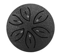 TOPINCN Miniature Steel Tongue Drum 3" 6 Notes Rain Drum Percussion Instrument for Garden Yoga Relaxation Meditation Players Beech Steel (Black)