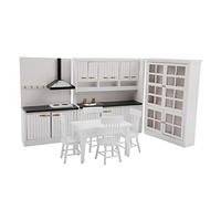 TOPINCN Miniature Wood Dollhouse Kitchen Furniture Kit Exquisite Dining Set for 1/12 Dollhouse or Doll Made of Superior Materials
