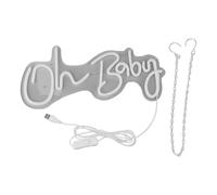 TOPINCN Oh Baby LED Neon Sign, Acrylic USB Powered Neon Wall Light Neon Wall Art with Hanging Chain for Home Decor (Warm Light)