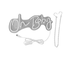 TOPINCN Oh Baby LED Neon Sign, Acrylic USB Powered Neon Wall Light Neon Wall Art with Hanging Chain for Home Decor (Warm Light)