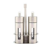 TOPINCN Oil Bottle, Set Of 2 Olive Oil Dispenser Bottle Vinegar Dispenser Stainless Steel Leakproof Oil Pot Seasoning Jar with Stand for Kitchen Cooking Baking