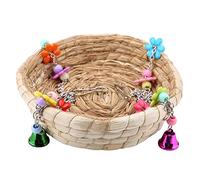 TOPINCN Parrot Swing Nest Safe Straw Durable Safe Non-Toxic Reusable Durable Bird Lovebird Bite Toy Basket Bed Hanging On Birdcage