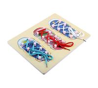 TOPINCN Pedagogical Wood Lacing Shoe Toys for 3-7 Years Old, Safe Material, Bright Colors, Practice Shoes and Develop Hand-eye Coordination