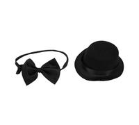 TOPINCN Pet Gentleman Hat and Bow Tie Costume Set, Premium Thick Felt Black Formal Top Hat with Adjustable Strap, Cute Tuxedo Accessory for Cat Small Dog Kitten Puppy Birthday Wedding (1 Set)