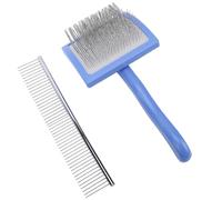 TOPINCN Pet Grooming Brush, Dog Deshedding Brush Dog Shedding with Slicker and Rake Comb for Long Hair Dogs Like Poodles Bichons Labradoodles (Blue)