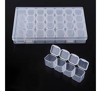 TOPINCN Pill Organizer Box 28 Slots Clear Plastic Medicine Organizer Case Adjustable Tablet Jewelry Storage Container Compartments