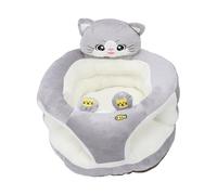 TOPINCN Plush Baby Sit Up Support Chair, Cartoon Baby Learning Chair with Comfortable Backrest, for Sitting Practice (Gray Cat)