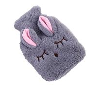 TOPINCN Portable Hot Water Bottle with Cute Cover for Cramps and Arthritis, for Relaxing Hands, Feet - PVC/White (Gray)