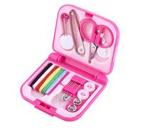 TOPINCN Portable Multi-Function Travel Sewing Kit Box for Home and Travel Use, Sewing Tools Needle Threads Scissor Buttons Pins, 6 Colors, Plastic, 2.75 X 2.55 X 0.78 Inches (Rose Red)