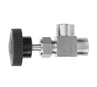 TOPINCN Precision BSPP Female Thread Needle Valve 304 Stainless Steel Angle Type Stop Valve, 1 X Needle (Black Handle 1/4 Inner Wire)