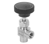 TOPINCN Precision BSPP Female Thread Needle Valve 304 Stainless Steel Angle Type Stop Valve, 1 X Needle (Black Handle 1/8 Inner Wire)