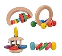 TOPINCN Raised Wooden Infant Rattling Toys Lively Colors That Shake The Gentle Sound, Pedagogical Puzzle Toys for Babies, Safe Material for Early Musical Development