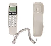 TOPINCN Retro Wall Mountable Corded Phone with Calendar LCD Display for Hotel Home Office, ABS Material Mini Size Telephone Set for Tight Spaces (White)