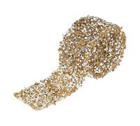 TOPINCN Rhinestone Ribbon Sparkling Crystal Mesh Wrap Roll for Wedding Birthday Decoration Blue with Black for Party Supplies 1 Yard Length 3cm Width (Crystal Yellow)