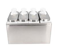 TOPINCN Sauce Dispenser Pump,Stainless Steel Condiment Pump Station Dispenser Container for Ketchup Dressing Syrup Jam BBQ (4 Pumps)