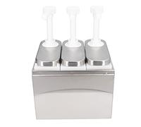 TOPINCN Sauce Dispenser Pump,Stainless Steel Condiment Pump Station Dispenser Container for Ketchup Dressing Syrup Jam BBQ (3 Pumps)