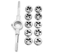 TOPINCN Screw Thread Tap Die Set Precision Hand Tool Kit for Thread Processing with Wrench - 11 Pieces for Mechanical Manufacturing