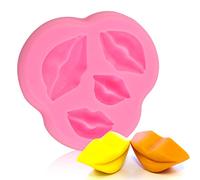 TOPINCN Silicone Candy Molds, 3D Chocolate Fondant Mold DIY Kiss Lips Shape Baking Tool Homemade Gift for Family Friends (Pink)