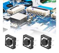 TOPINCN Simple Structure Tactile Push Button Switch Mini Micro Tact Switch 100pcs DIP 12x12x5mm Self-resetting Portable DC12V Plastic Iron Material