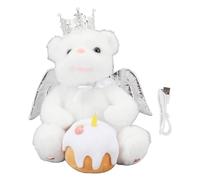 TOPINCN Singing Plush Plaything, Musical Interactive Stuffed Bear, Electric Cuddly Doll with Light Up Candle, Educational Furry Animal Figure for Boys Girls, Birthday Decor (White)