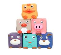 TOPINCN Soft Baby Blocks, 6 Pack Sensory Squeeze Toys with Embossed Animal Patterns Bright Colors for Early Learning and Motor Skills Development (1021)