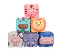 TOPINCN Soft Baby Blocks, 6 Pack Sensory Squeeze Toys with Embossed Animal Patterns Bright Colors for Early Learning and Motor Skills Development (1020)