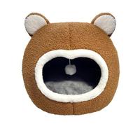 TOPINCN Soft Teddy Fleece Cat Cave with Memory Foam Padding for Indoor Cats Reversible Bear Cat Bed Machine Washable Plush Pet House (M)